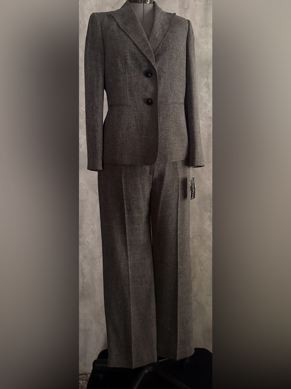 NWT Evan Picone Gray Texture 2pc PantSuit Set Blazer Slacks Work Ofc Career 12